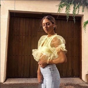 ZARA VOLUMINOUS TULLE TOP SIZE XS